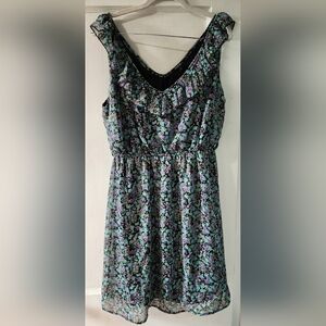 George Green and Purple V-neck Midi Sundress